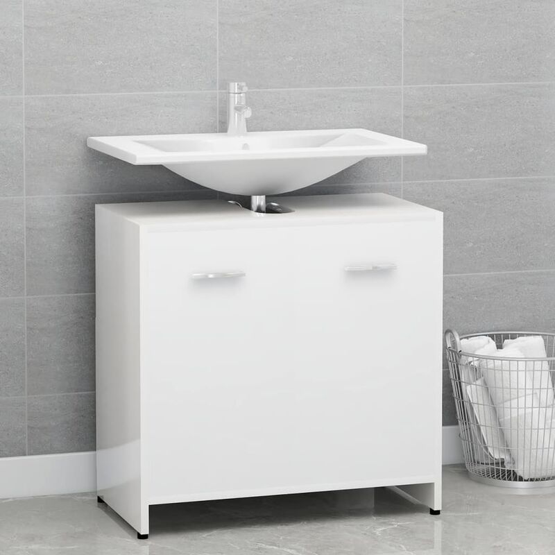 

Armario cuarto de baño aglomerado blanco brillante 60x33x58 cm - Blanco