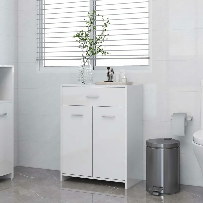 

Youthup - Armario cuarto de baño aglomerado blanco brillante 60x33x80 cm - Blanco