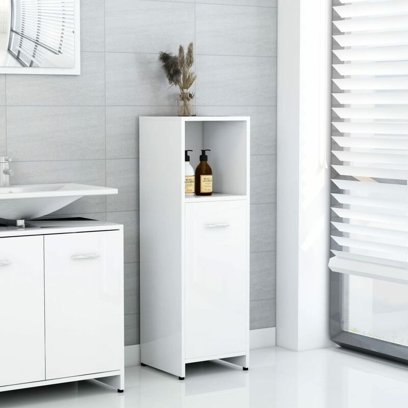 

Armario cuarto de baño aglomerado blanco con brillo 30x30x95 cm - Blanco