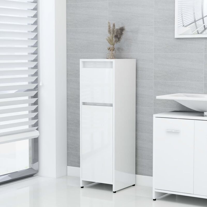 

Armario cuarto de baño aglomerado blanco con brillo 30x30x95 cm - Blanco