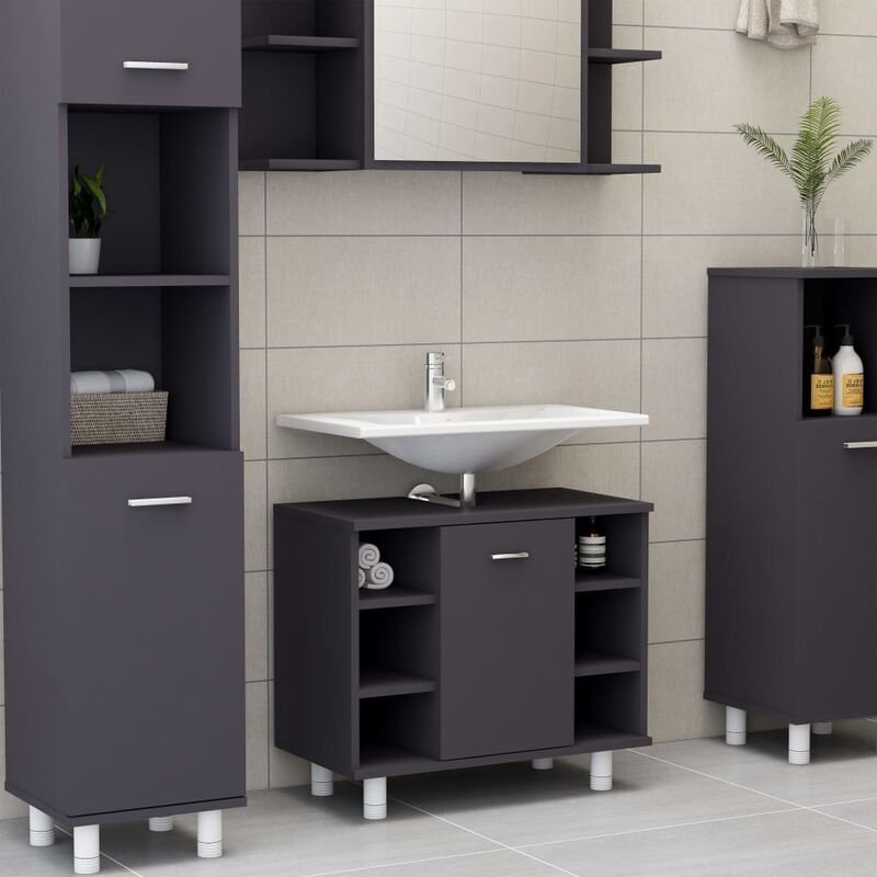 

Armario cuarto de baño aglomerado gris 60x32x53,5 cm - Gris