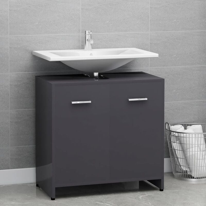 

Armario cuarto de baño aglomerado gris brillante 60x33x58 cm - Gris