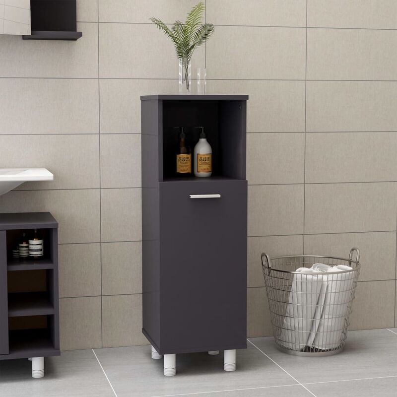 

Youthup - Armario cuarto de baño aglomerado gris con brillo 30x30x95 cm - Gris