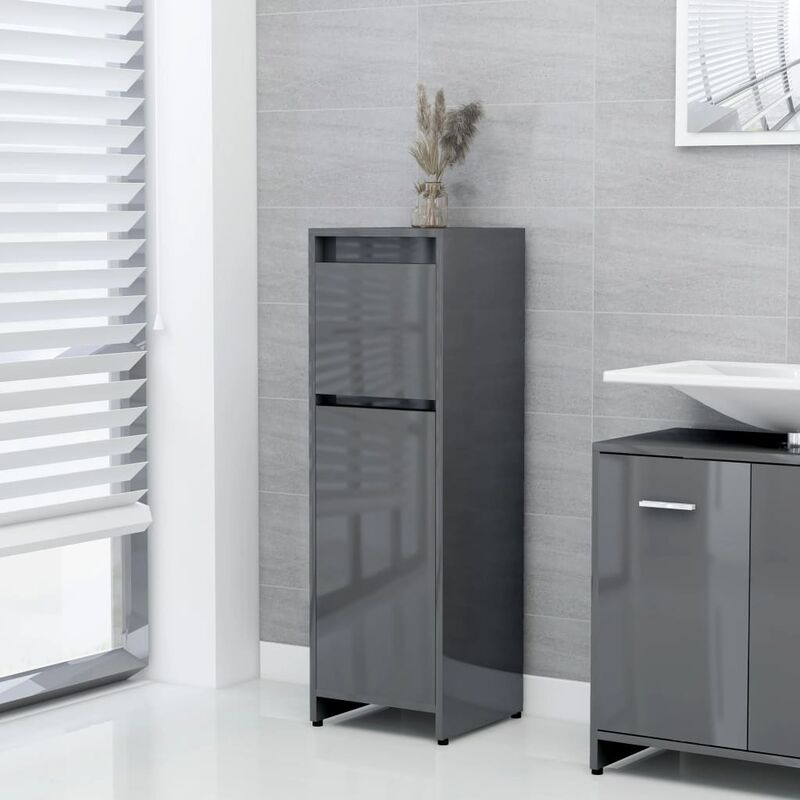

Youthup - Armario cuarto de baño aglomerado gris con brillo 30x30x95 cm - Gris