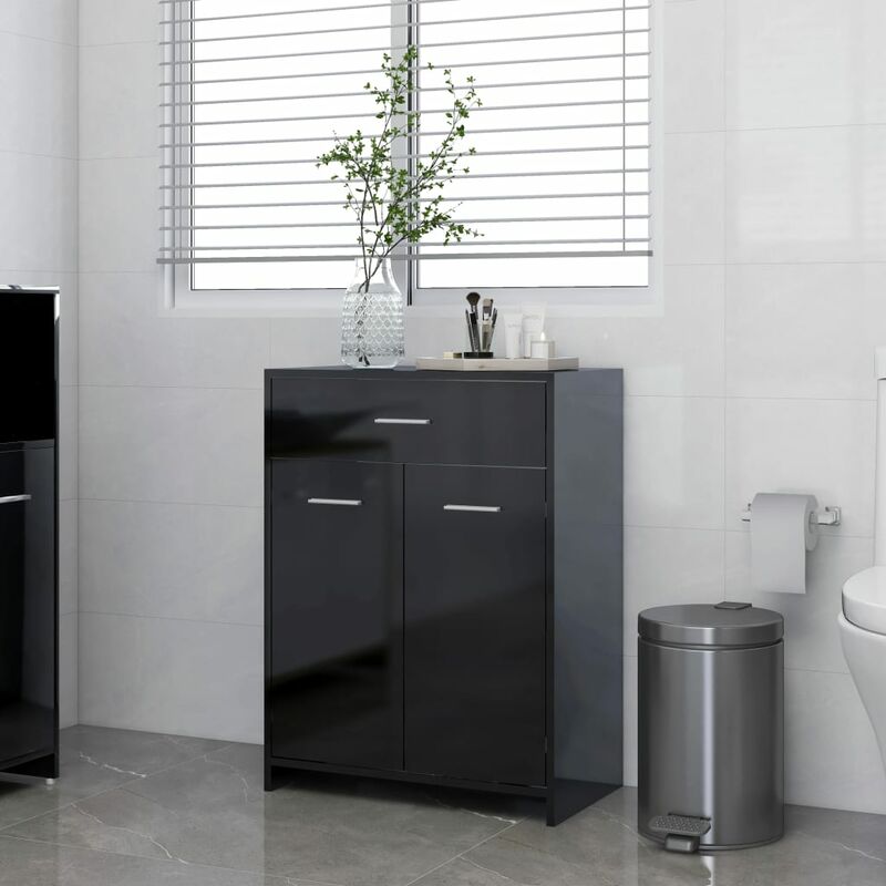 

Armario cuarto de baño aglomerado negro brillante 60x33x80 cm - Negro