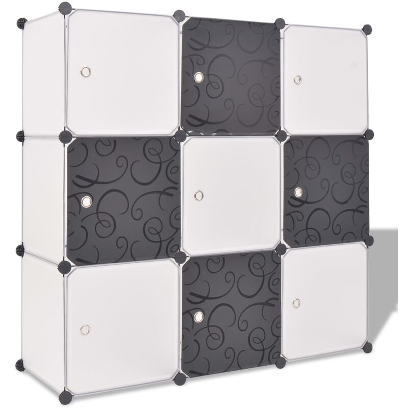 

Armario cubo organizador con 9 compartimentos negro y blanco