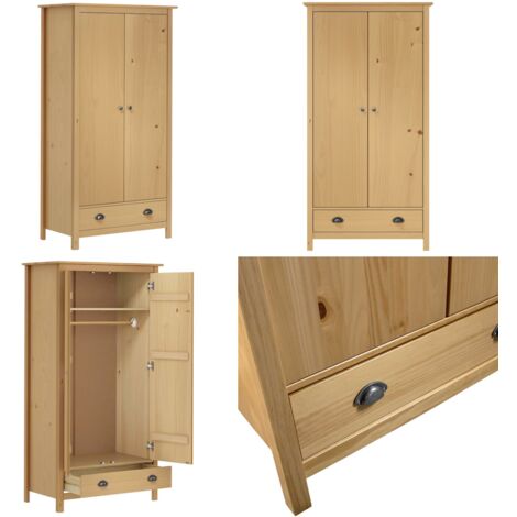 Armario de 2 puertas Hill madera maciza pino 89x50x170cm - Armario de pino - Armario de 2 puertas