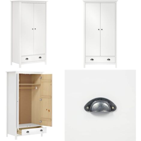 Armario de 2 puertas Hill madera maciza pino blanco 89x50x170cm - Armario de pino - Armario de 2 puertas