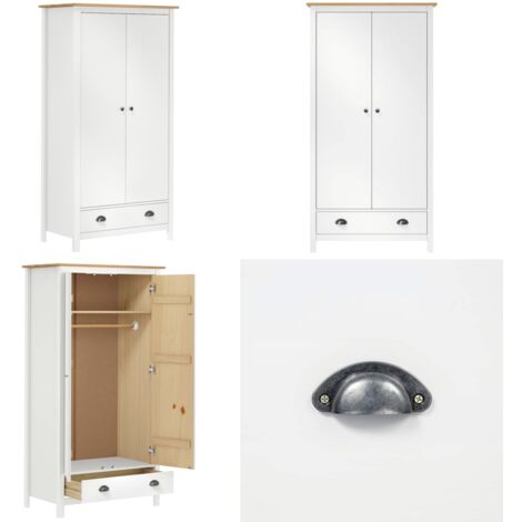 Armario de 2 puertas Hill madera maciza pino blanco 89x50x170cm - Armario de pino - Armario de 2 puertas