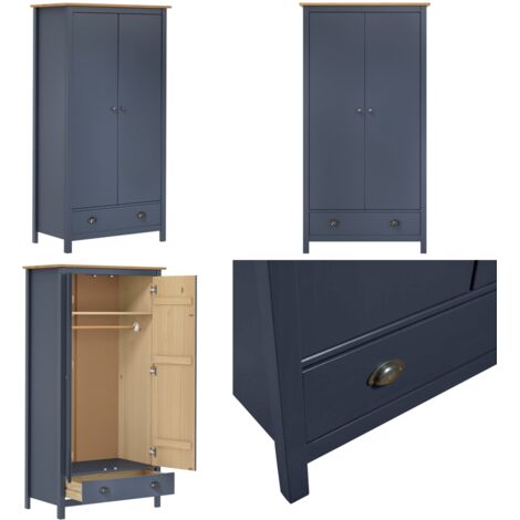 Armario de 2 puertas Hill madera maciza pino gris 89x50x170cm - Armario de pino - Armario de 2 puertas