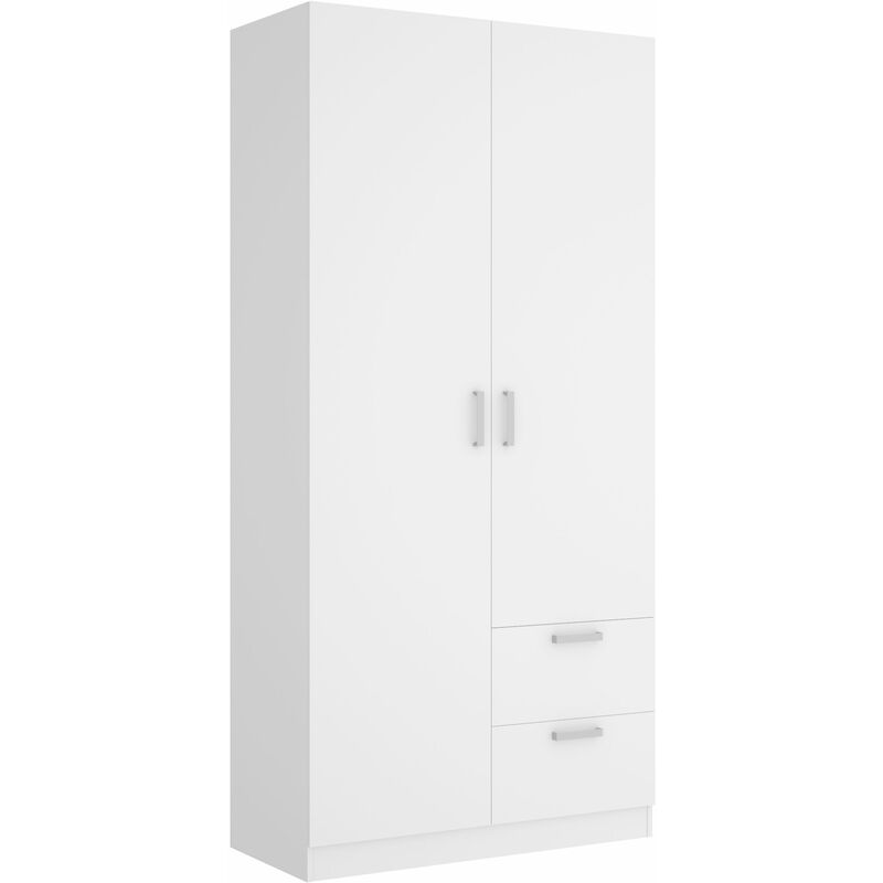 

Mirakemueble - Armario de 2 puertas y 2 cajones Maxi 100cm Blanco