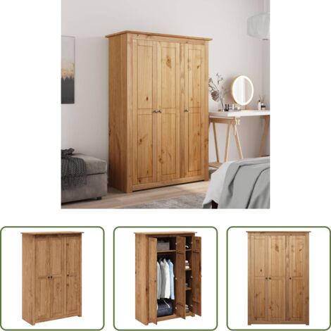 Armario de 3 puertas -  Armario de 3 puertas madera pino Panamá Range 118x50x171,5 cm