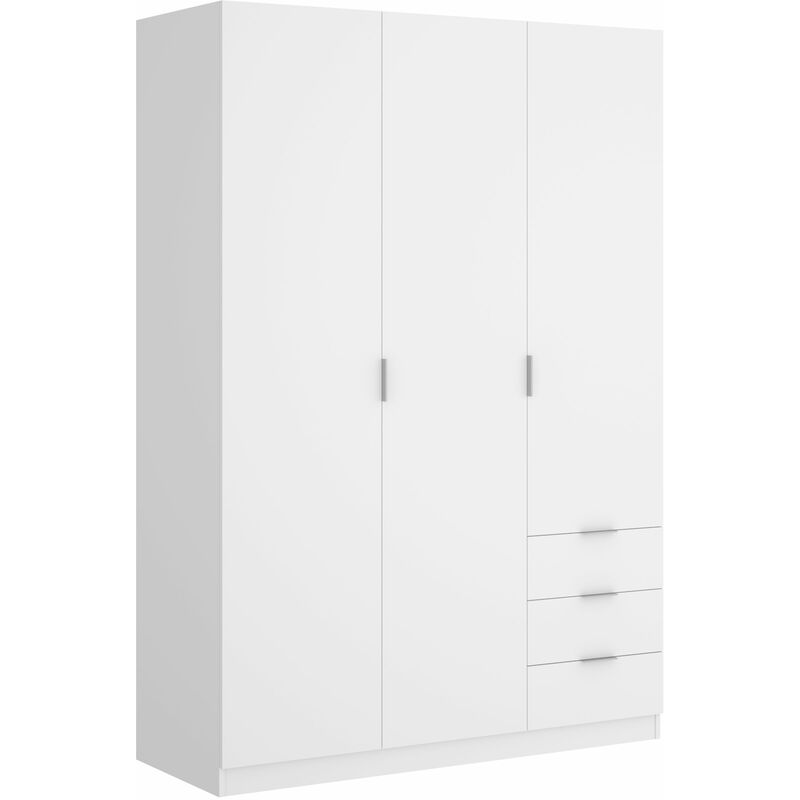 

Mirakemueble - Armario de 3 puertas y 3 cajones Essen 121cm Blanco