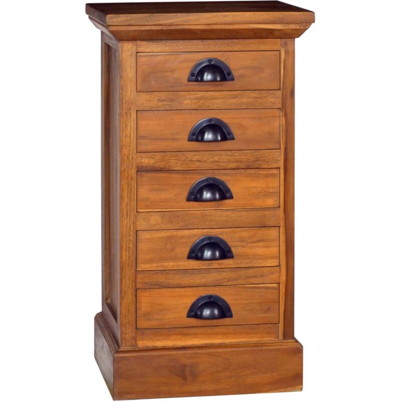 

vidaXL Armario de 5 cajones de madera maciza de teca 35x30x60 cm - Marrón