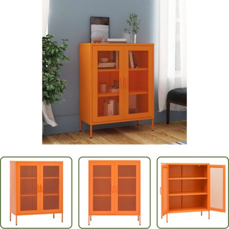 Armario de acero -  Armario de almacenamiento acero naranja 80x35x101,5 cm