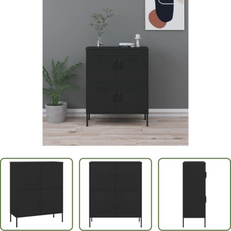 Armario de acero -  Armario de almacenamiento acero negro 80x35x101,5 cm