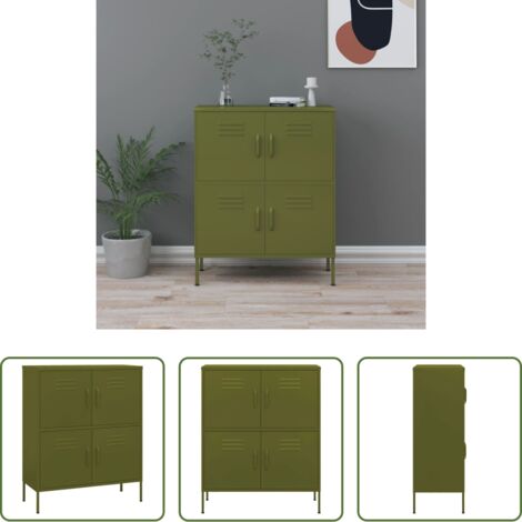 Armario de acero -  Armario de almacenamiento acero verde oliva 80x35x101,5 cm