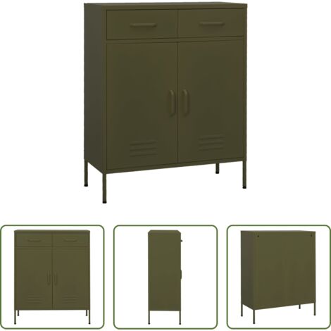 Armario de acero -  Armario de almacenamiento acero verde oliva 80x35x101,5 cm