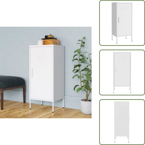 Armario de acero blanco - vidaXL Armario de almacenamiento acero blanco 42,5x35x101,5 cm - Almacenamiento organizado