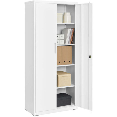 Armario de acero de 5 niveles armario de oficina 40 x 80 x 180 cm puerta doble resistente para garaje u oficina gris 120003984