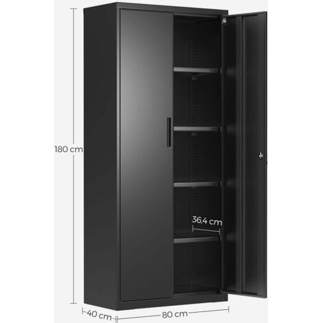 Armario de acero de 5 niveles para oficina con puerta doble para garaje oficina resistente color negro 120003983