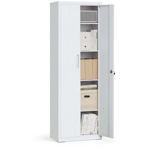 Armario de acero de 5 niveles para oficina puerta doble para garaje resistente gris 120003985