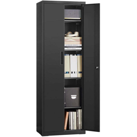 Armario de acero de 5 niveles para oficina puerta doble para garaje resistente gris 120003987