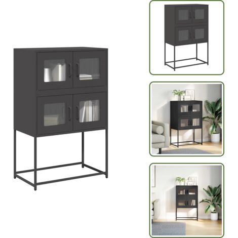 Armario de acero laminado - vidaXL Aparador de acero negro 68x39x107 cm - Armario de almacenamiento