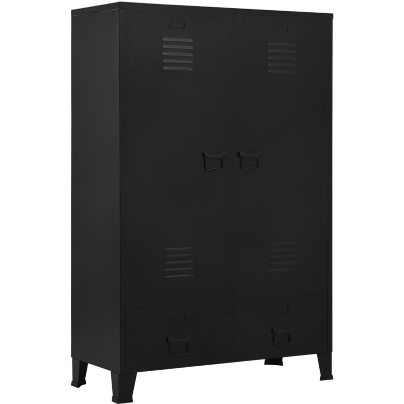 

Armario de estilo industrial de acero negro 90x40x140 cm - Negro - Vidaxl
