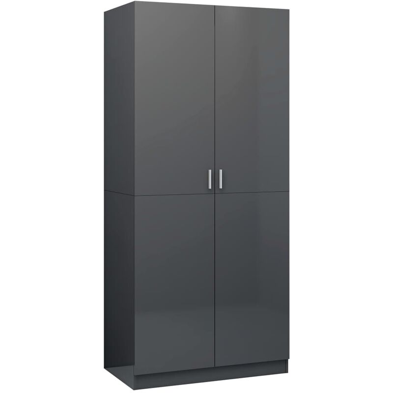

Armario de Aglomerado 80x52x180 cm Gris con Brillo - Gris - Vidaxl
