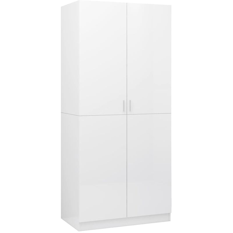 

vidaXL Armario de Aglomerado 90x52x200 cm Blanco con Brillo - Blanco