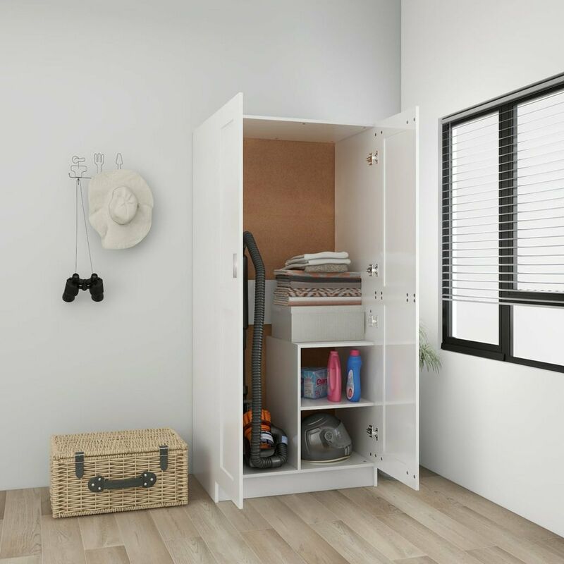 

Armario de aglomerado blanco brillante 82,5x51,5x180 cm