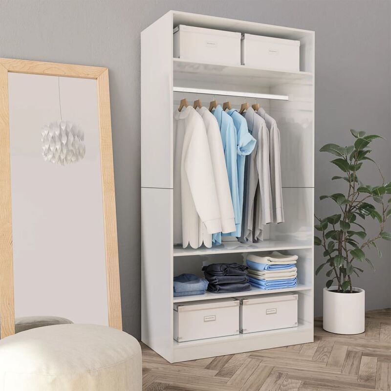 

Armario de aglomerado blanco con brillo 100x50x200 cm - Blanco