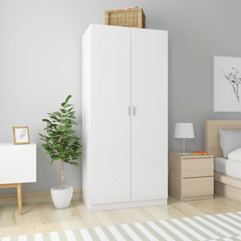 

Armario de aglomerado blanco con brillo 90x52x200 cm
