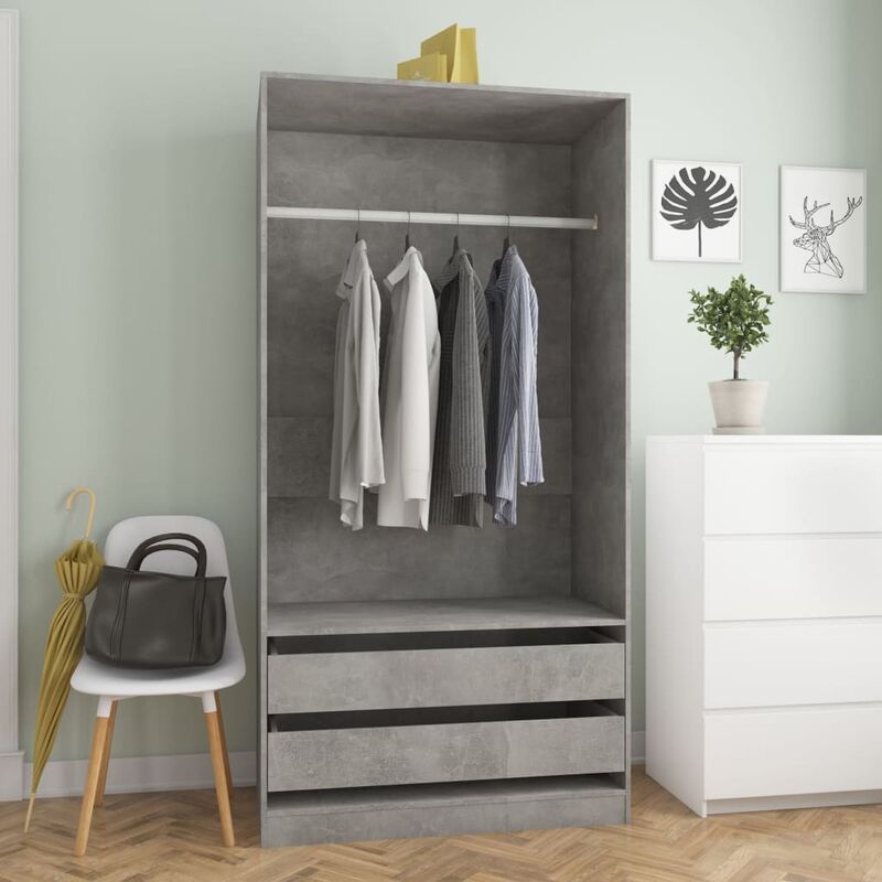 

Armario de aglomerado gris hormigón 100x50x200 cm - Gris