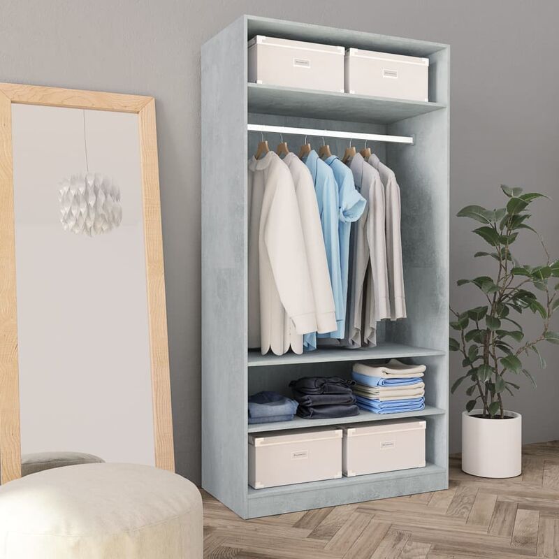 

Happyshopping - Armario de aglomerado gris hormigon 100x50x200 cm