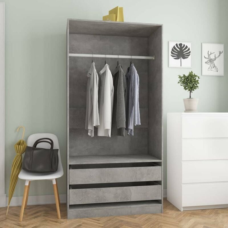 

Happyshopping - Armario de aglomerado gris hormigon 100x50x200 cm