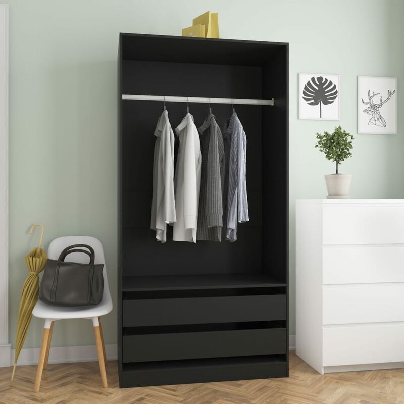 

Armario de aglomerado negro 100x50x200 cm - Negro
