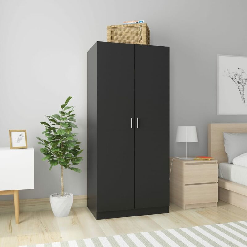 

Armario de aglomerado negro 80x52x180 cm - Negro