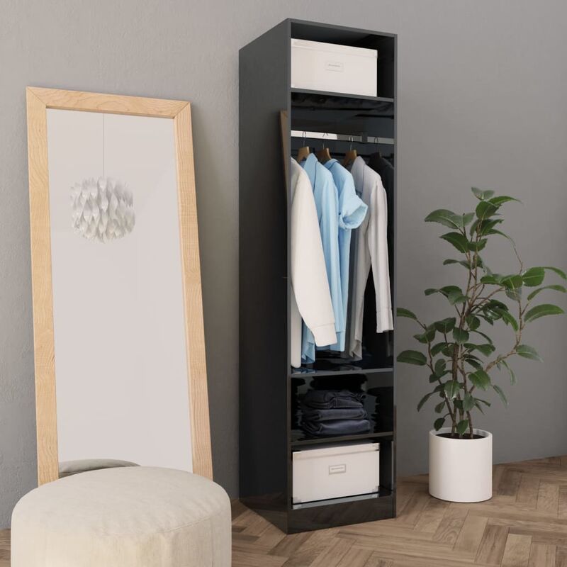 

Happyshopping - Armario de aglomerado negro con brillo 50x50x200 cm