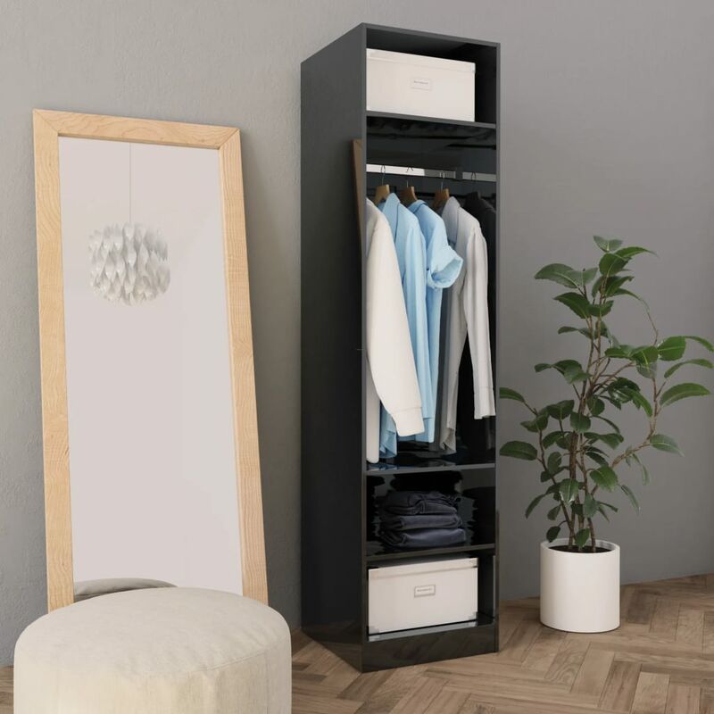 

Armario de aglomerado negro con brillo 50x50x200 cm - Negro