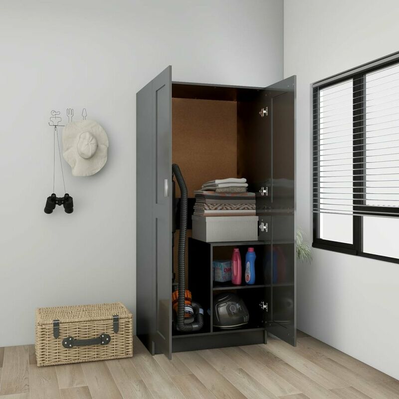 

Armario de aglomerado negro con brillo 82,5x51,5x180 cm