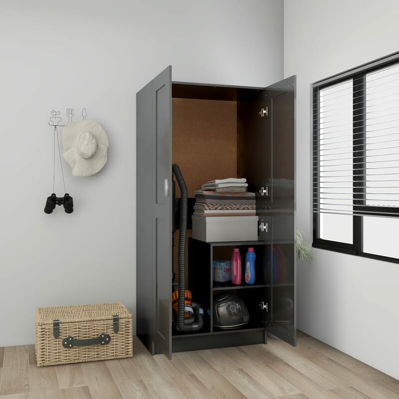 

Armario de aglomerado negro con brillo 82,5x51,5x180 cm