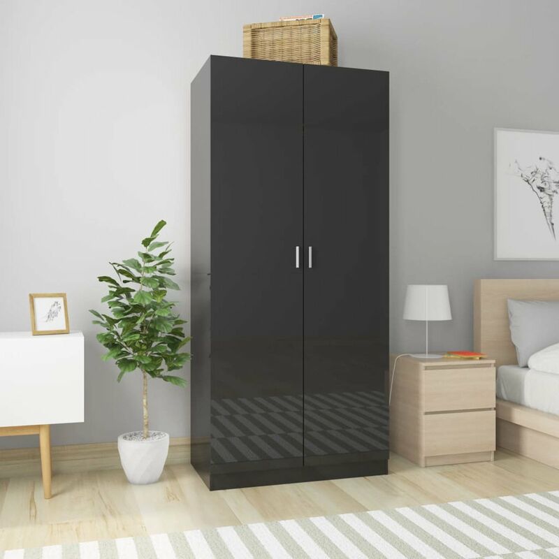 

Happyshopping - Armario de aglomerado negro con brillo 90x52x200 cm
