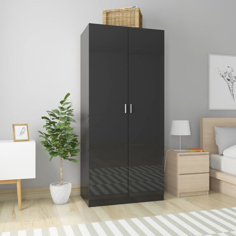 

Armario de aglomerado negro con brillo 90x52x200 cm
