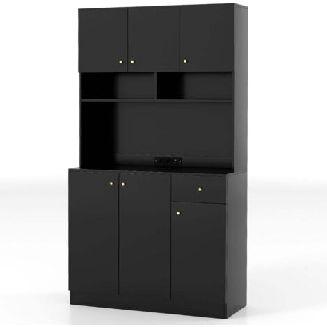 Armario de almacenaje 100 x 40 x 181 cm con puerto USB y estantes regulables estilo moderno MDF negro 200015303
