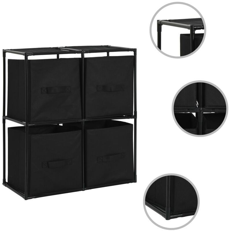 

Armario de almacenaje 4 cestas de tela negro acero 63x30x71 cm - Negro