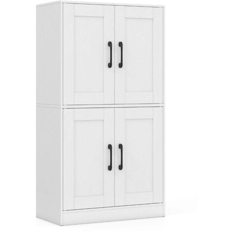 Armario de almacenaje 60x30x110 cm con estantes regulables y seguridad reforzada diseño moderno en madera MDF blanca 200016049