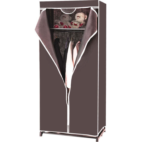 Armario de almacenaje 75 x 50 x 170 cm gran capacidad diseño sencillo tela no tejida marrón 200010305