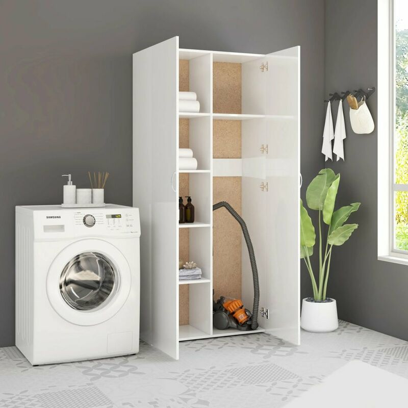 

Armario de almacenaje aglomerado blanco brillo 80x35,5x180 cm
